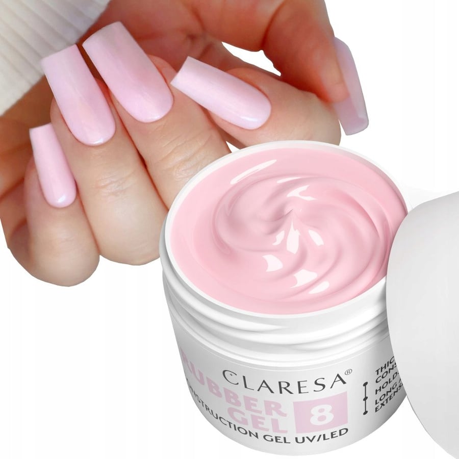 

Claresa Rubber Gel 8 Строительный гель с тиксотропией молочно-розовый 45 г Puderek