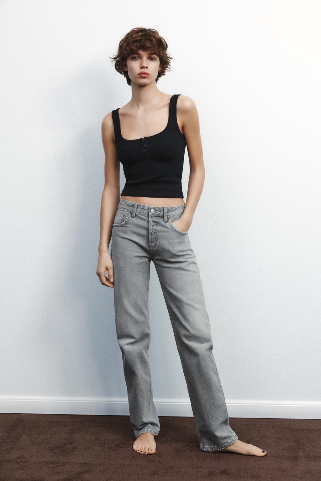 

Топ на бретельках с застежками ZARA, черный