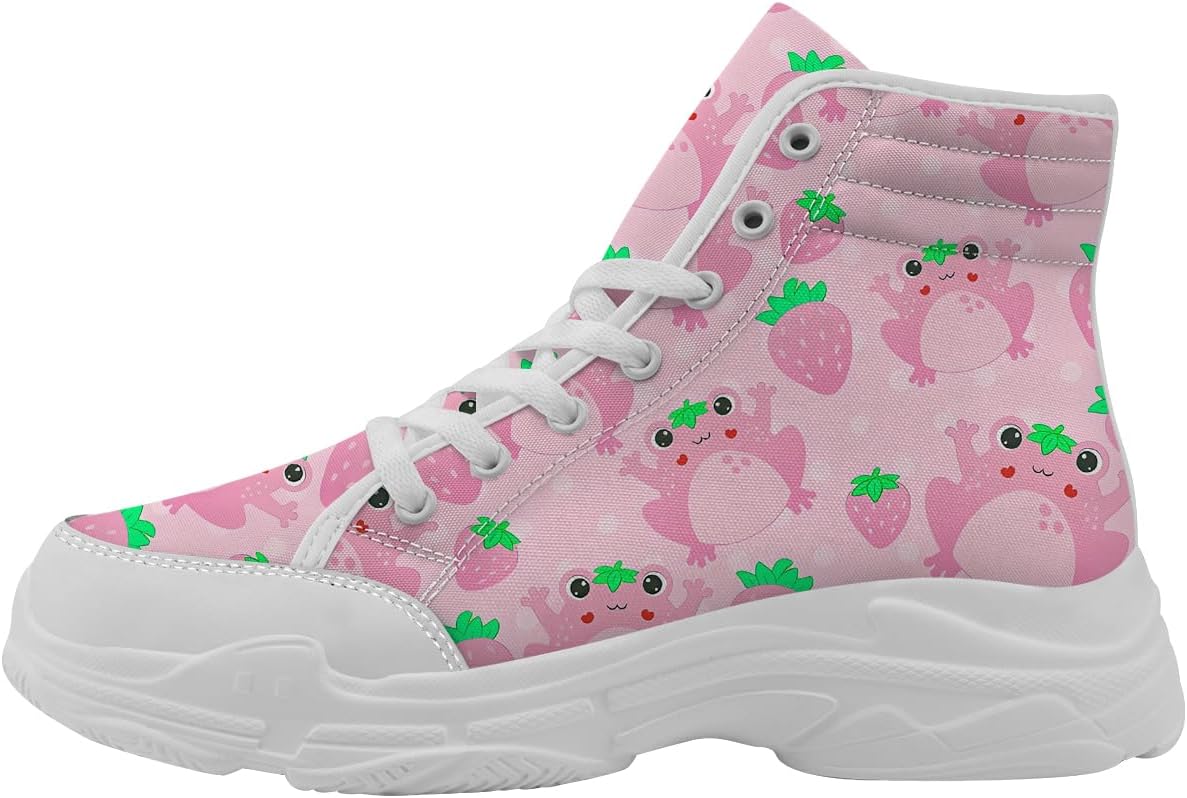 

Женские высокие кеды Quorax Frog со шнуровкой, обувь из канвы, подарок для нее и для него, белый