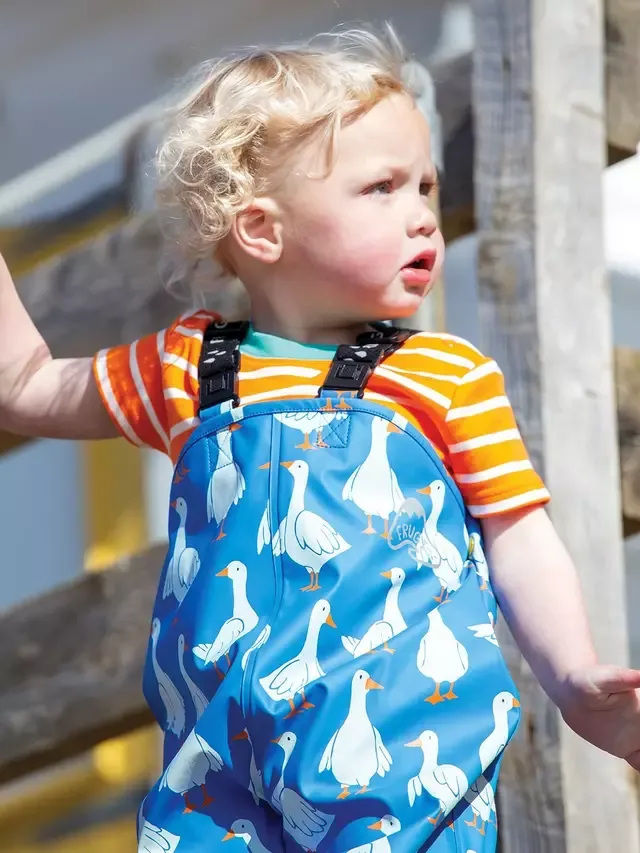 Детские брюки с принтом Puddle Buster, кобальтово-разноцветные Frugi — фото 2