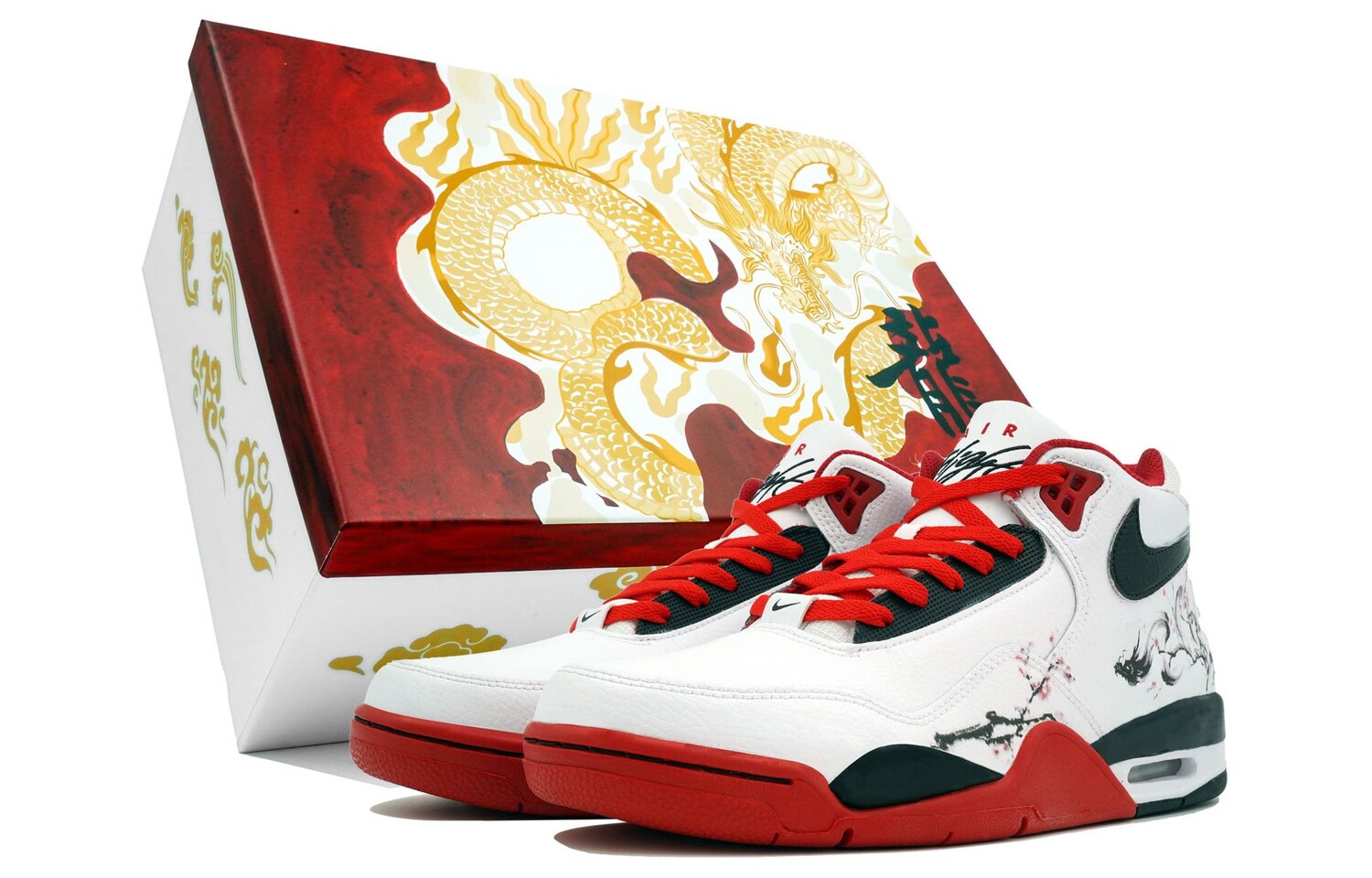 

Кроссовки Nike Flight Legacy Vintage Basketball Shoes Unisex Mid-top White/Black, красный