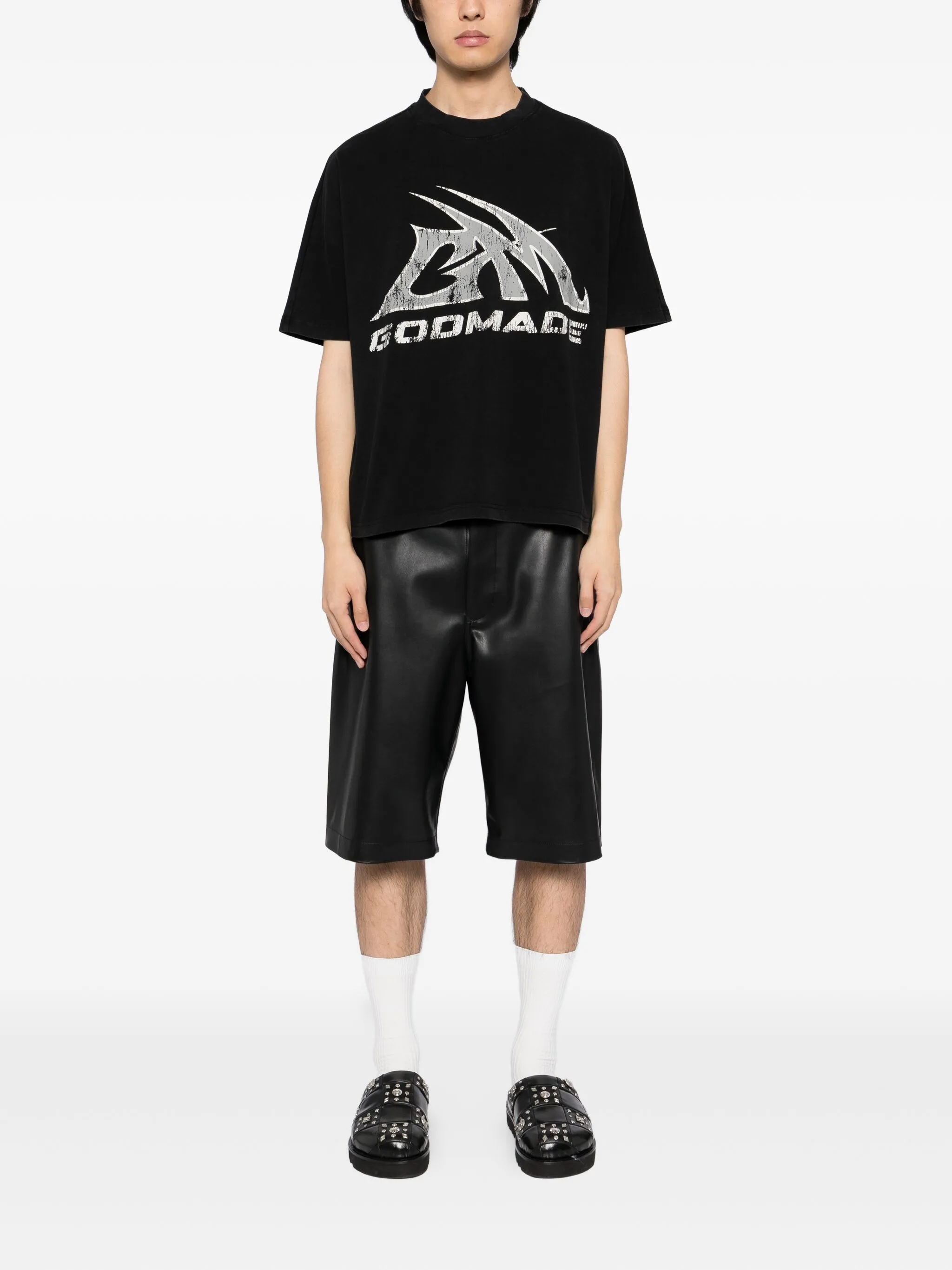 

Выстиранная футболка с логотипом GM Godmade, черный