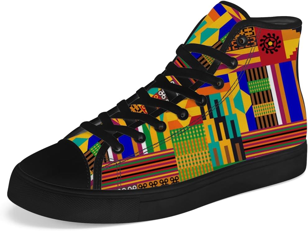 

Кеды Chebing Kente на высокой подошве из ткани для мужчин и женщин, африканские высокие кеды, шнуровка, повседневная обувь, подарок для папы и мамы, синий