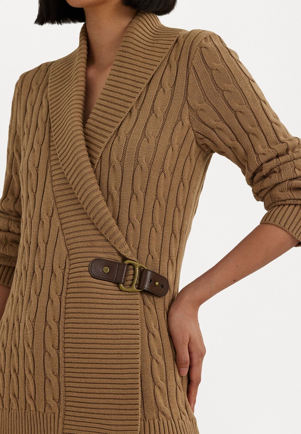 

Кардиган BUCKLED COTTON SWEATER Lauren Ralph Lauren Petite, коричневый