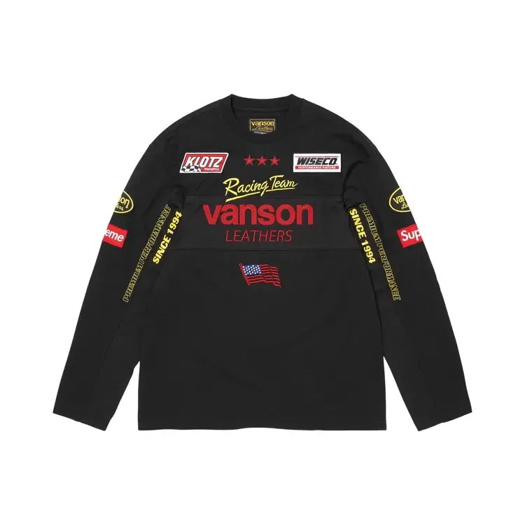 Футболка с длинными рукавами Supreme x Vanson Leathers, черная