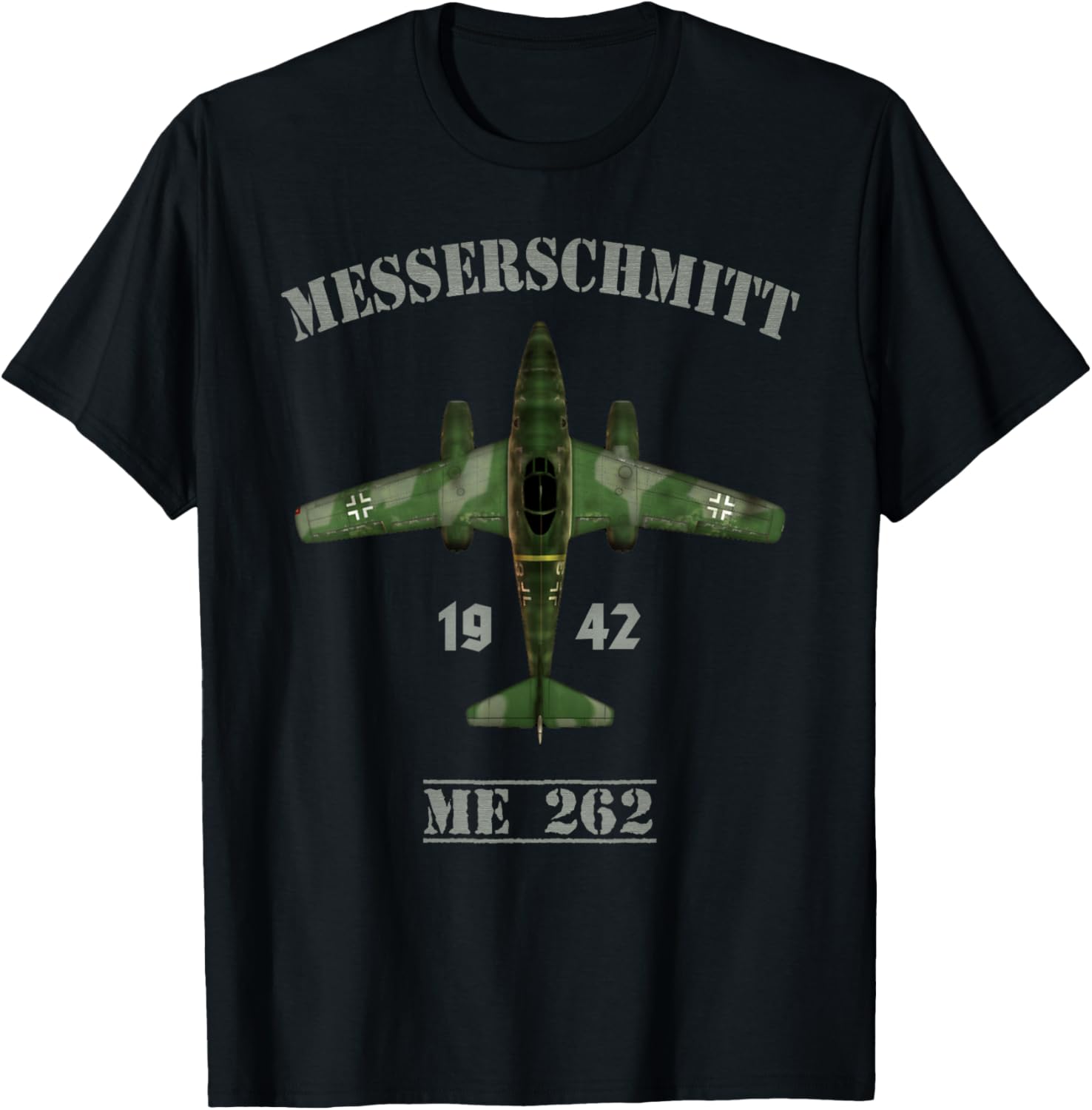 

Футболка с изображением первого в мире реактивного истребителя ME262 Dasdirkdesign, черный