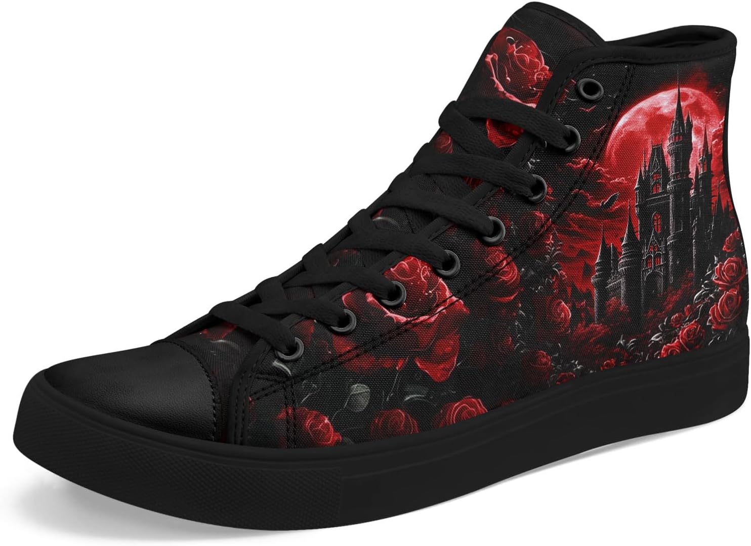 

Мужские высокие кеды AWSOLE из холщовой ткани, стильные готические с черепом, повседневные кроссовки унисекс, дышащие и легкие, черный/красный/розовый/серый/угольный