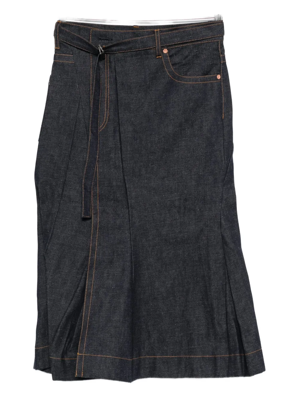 

Джинсовая юбка с поясом и складками SACAI, синий