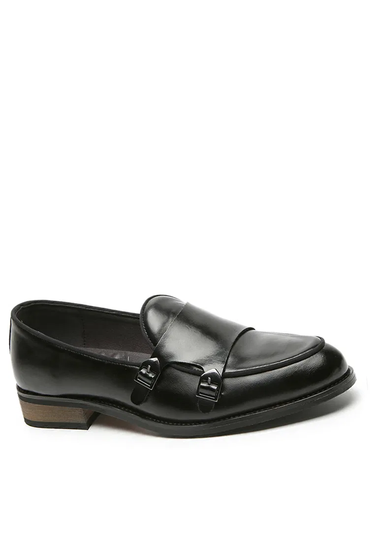 Туфли-лоферы, двойная пряжка, искусственная кожа, MC22023 Twenty Eight Shoes, черный