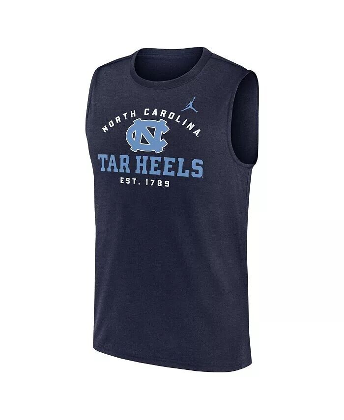 Мужская темно-синяя майка North Carolina Tar Heels Primetime Legend Lock Up Performance Muscle Jordan — фото 3