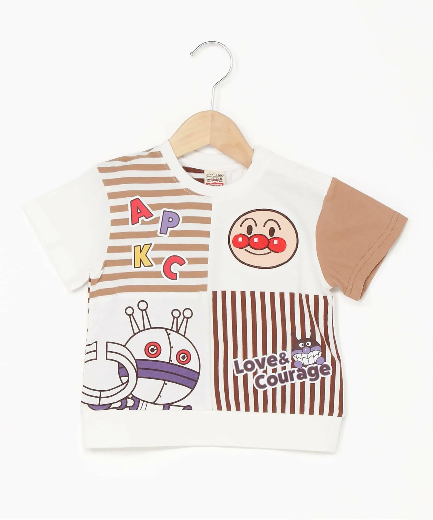 Детская коллекция ANPANMAN / (K) Футболка с коротким рукавом в стиле пэчворк Anpanman Kids Collection, brown — фото 2