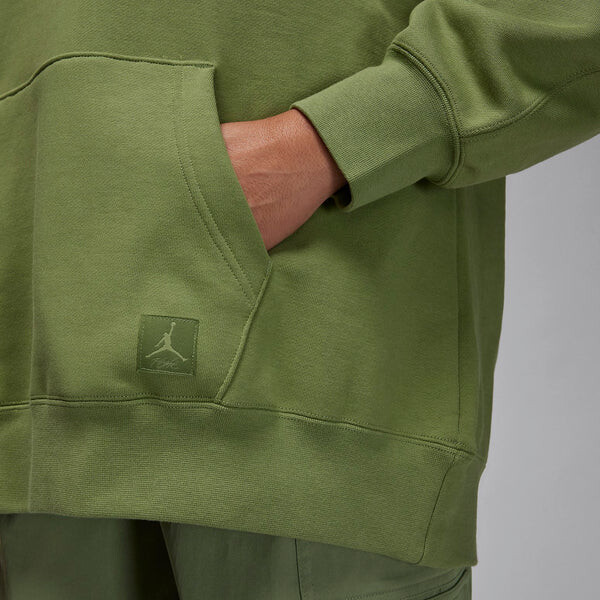 Толстовка (WMNS) Air Jordan Flight Fleece Pullover Hoodie 'Sky J Light Olive', зеленый — фото 3