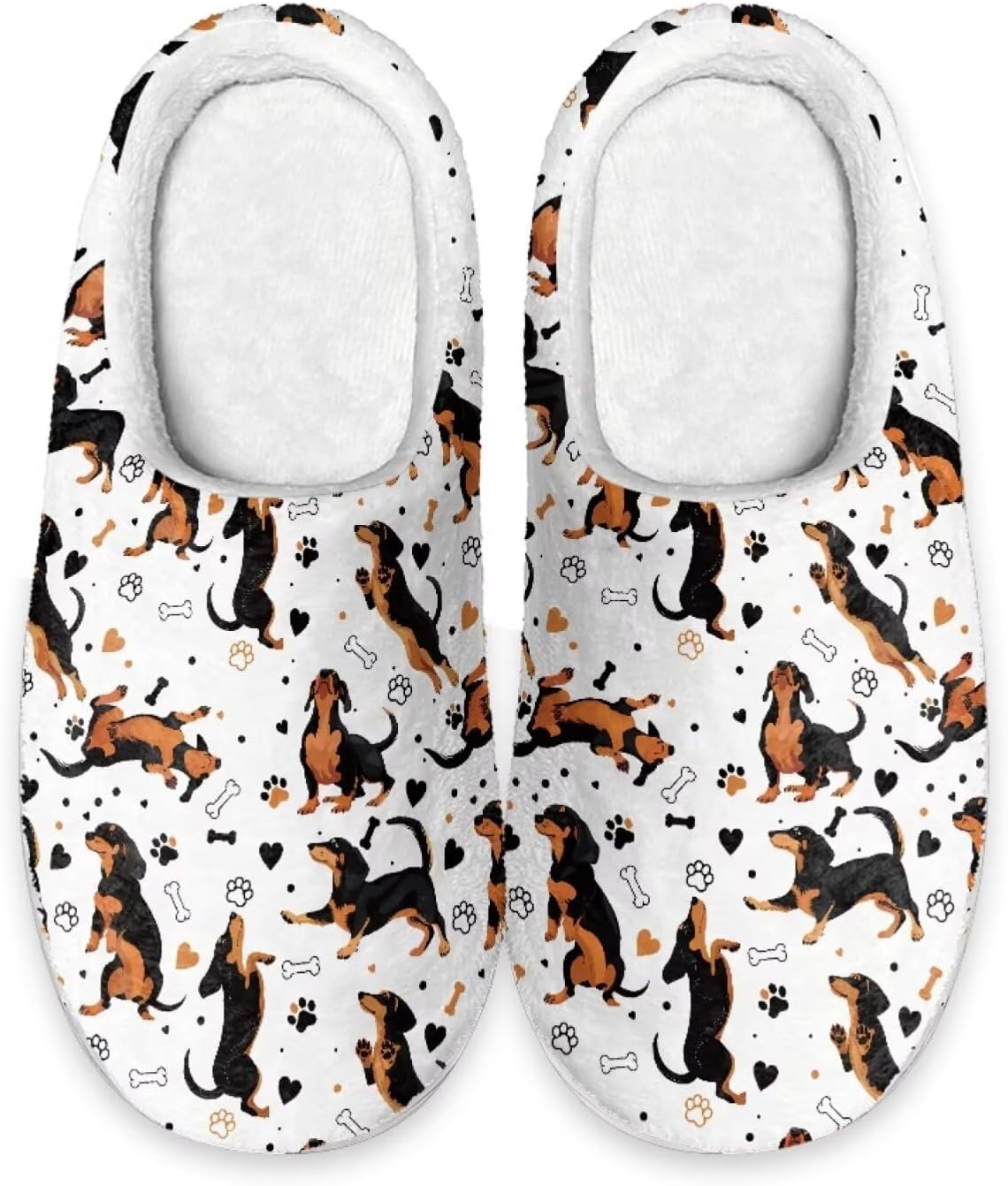 

Милые тапочки Forchrinse с таксой, женские тапочки, мужские тапочки на мягкой подошве, уютные плюшевые зимние тапочки с эффектом памяти, нескользящие для дома и спальни, белый