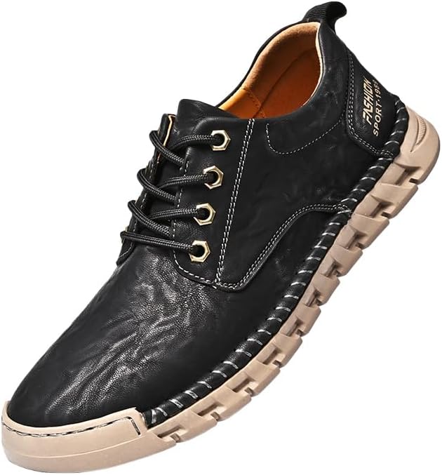 

Мужские весенне-осенние большие туфли Clolinde - черные повседневные кожаные мягкие лоферы на шнуровке, дизайн для комфорта на весь день