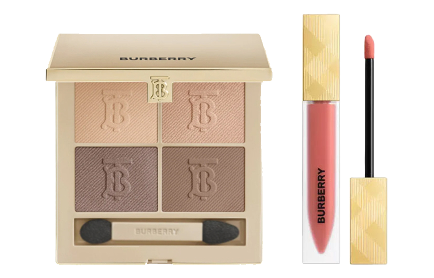 

Тени для век кашемир Golden Mist жидкая помада наборы для макияжа легко растушевываются Burberry, Cashmere eyeshadow 01 + золотой mist lip gloss #14