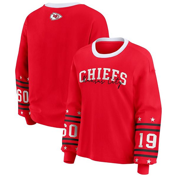 

Женская красная футболка Kansas City Chiefs plus size с длинным рукавом Wear By Erin Andrews