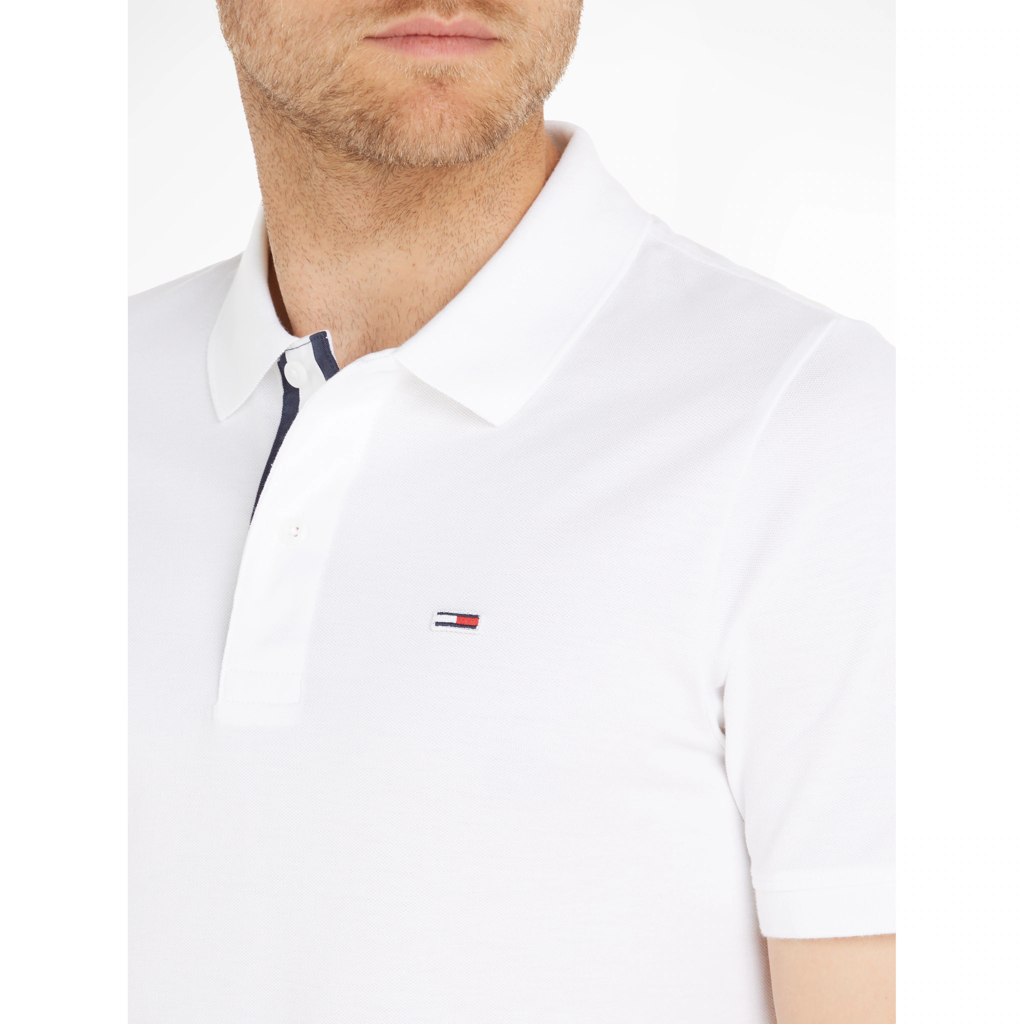 Рубашка-поло Tommy Jeans "TJM SLIM PLACKET POLO", белый — фото 3