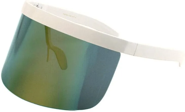 

Солнцезащитные очки с полуободковой плоской верхней частью, увеличенного размера XXL, с монощитом, футуристический обтекаемый лицевой козырек Dweebzilla, White Frame