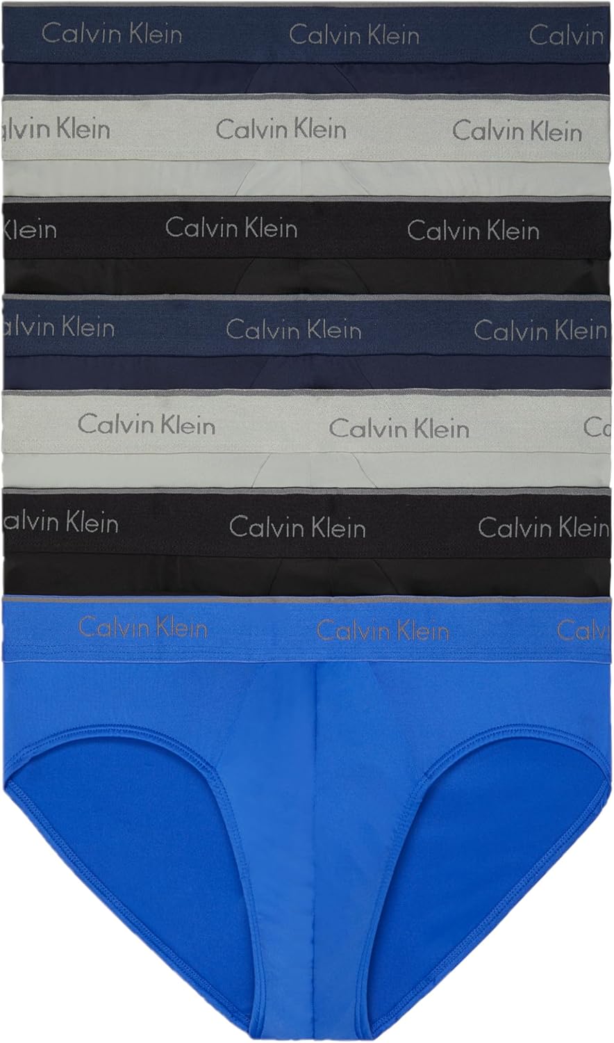 Комплект из 7 мужских трусов-брифов Calvin Klein Micro Stretch, 2 Black, 2 Blue Shadow, 2 Medium Grey, 1 Cobalt Water