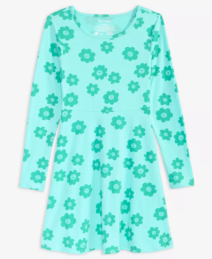 

Детское платье с длинным рукавом и цветочным принтом, размеры 5-20 Epic Threads, зеленый