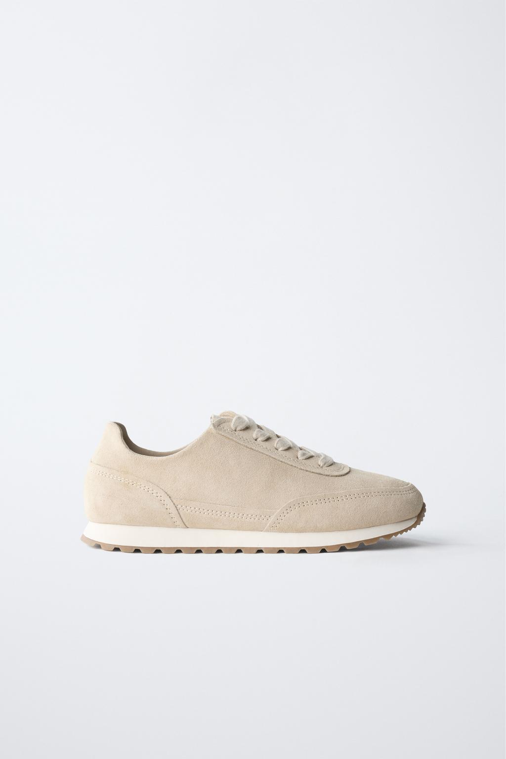 

Кожаные кроссовки ZARA, цвет Ecru White