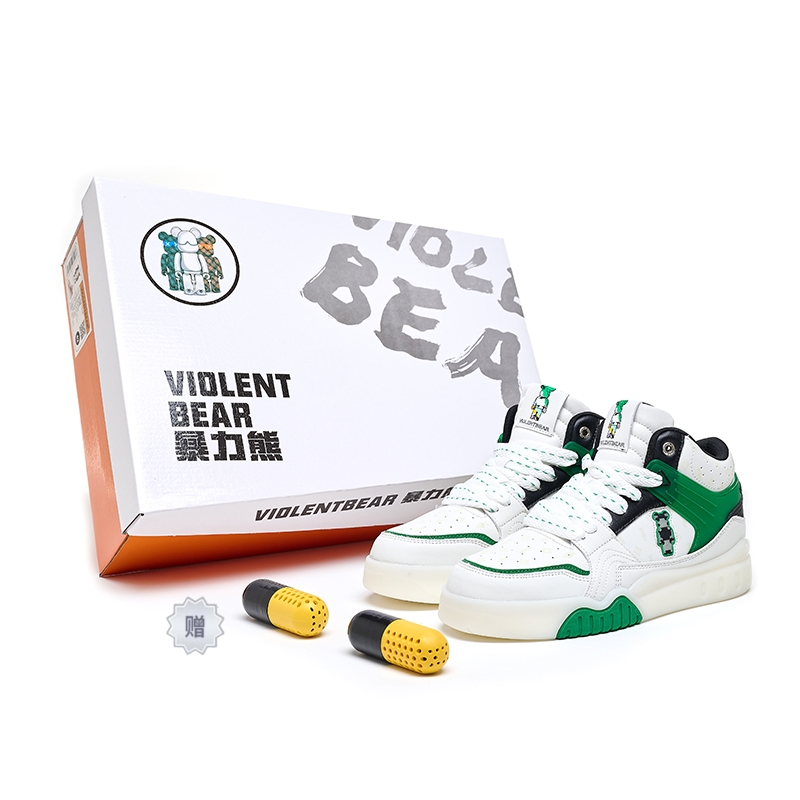 

Violentbear Высокие скейтерские кроссовки унисекс бело-зеленые, цвет White Green