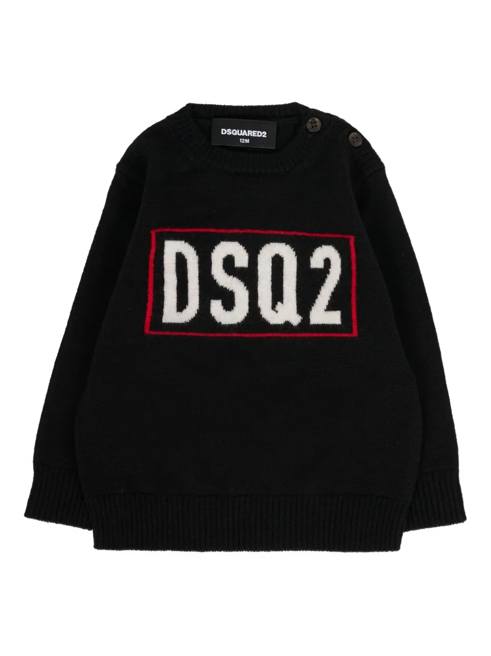 

Шерстяной свитер с вышитым логотипом DSQUARED2 KIDS, черный