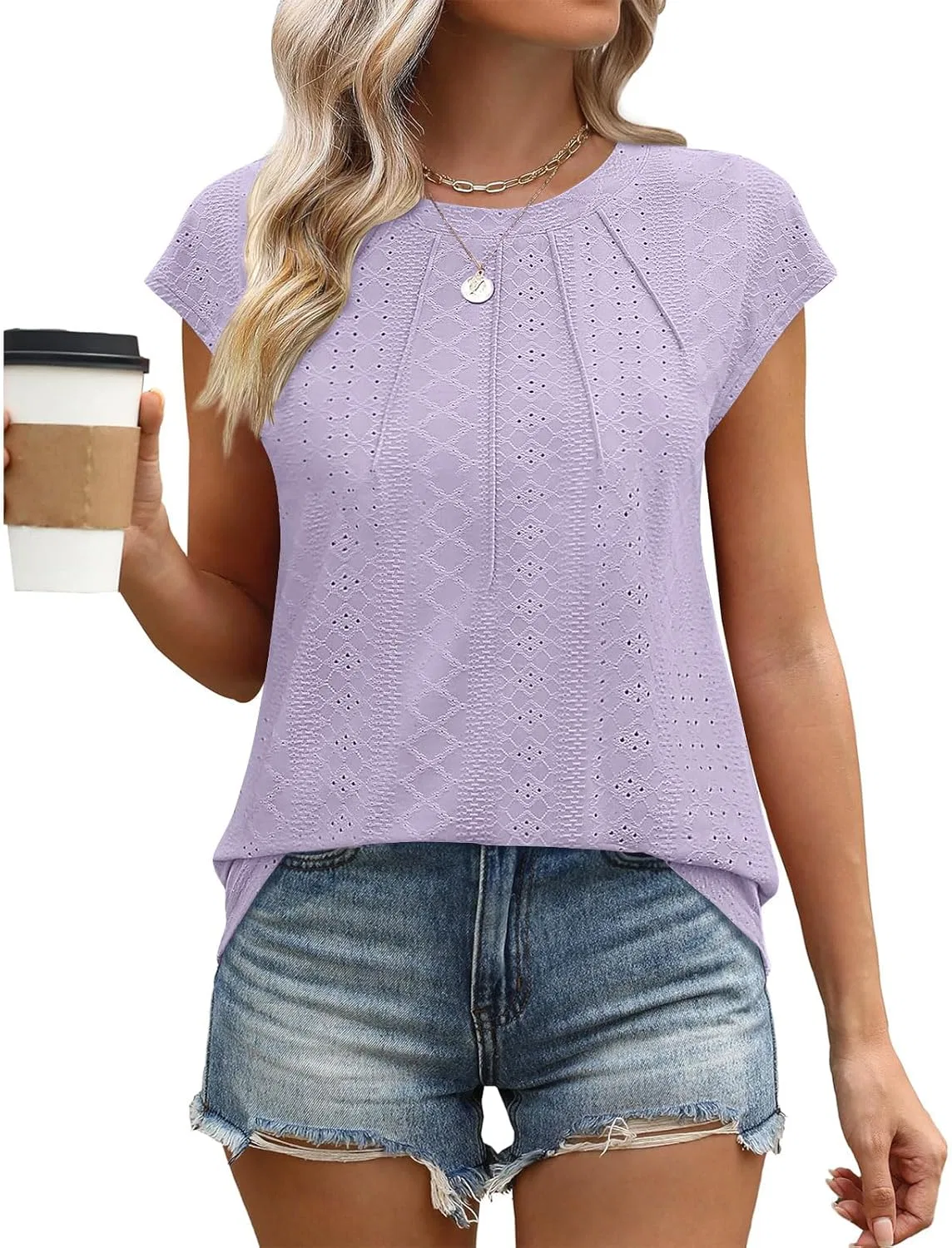 Блуза с вышивкой, короткий рукав, женская, D009-purple Pink