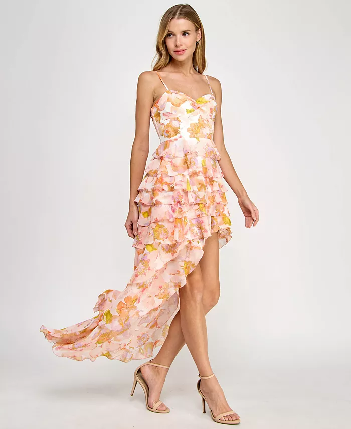 

Асимметриное платье с цветочным принтом и рюшами для девушек SENI & CADE, оранжевый