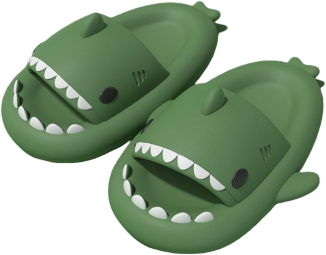 

Тапочки с акулами, унисекс шлепанцы с акулами, толстая нескользящая подошва, сандалии с открытым носком для двоих, милые пляжные шлепанцы Ythspnze, темно-зеленый