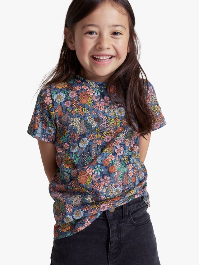 

Детская футболка Liberty Kids с коротким рукавом из органического хлопка с цветочным принтом Polarn O. Pyret