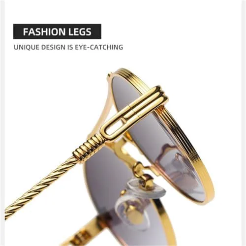 

Овальные солнцезащитные очки из сплава для женщин, солнцезащитные очки со спиральными дужками для мужчин, ретро-очки с защитой от УФ-излучения UV400 MTZJH, C3