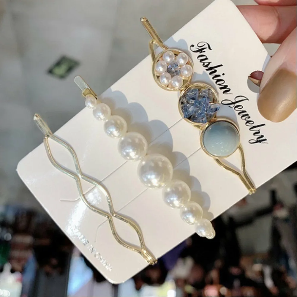 Стильный набор из 3 заколок для волос Aimoon, Light blue