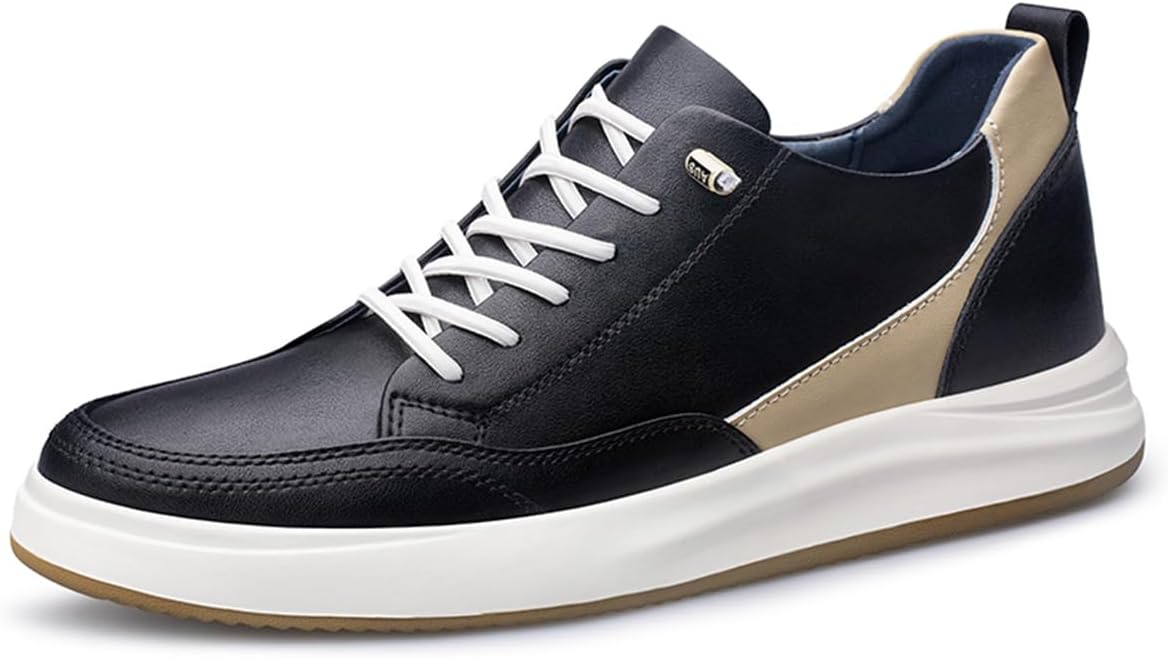 

Мужские ботинки UKUBOXBAG с подъемом, прогулочные деловые кроссовки, удобные, противоскользящие, модные кожаные высокие кроссовки, черный