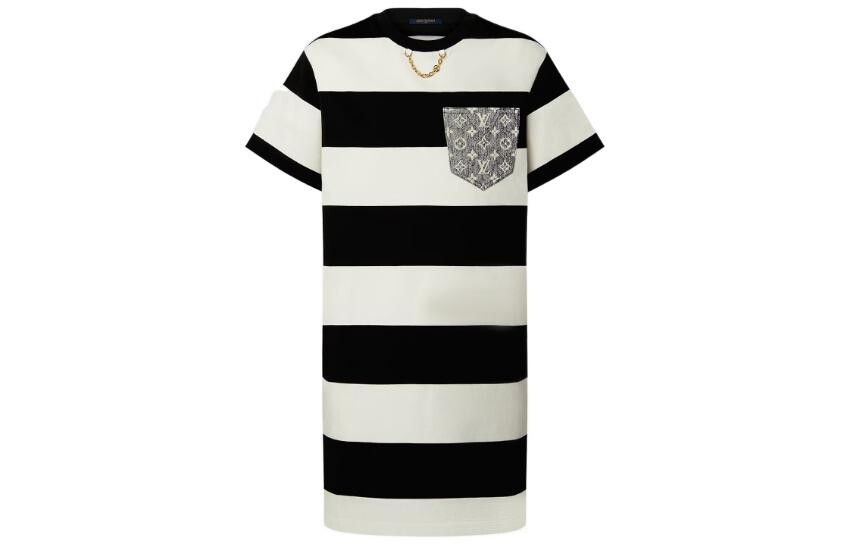 

LOUIS VUITTON Женское платье с короткими рукавами и шортами, цвет Black/White