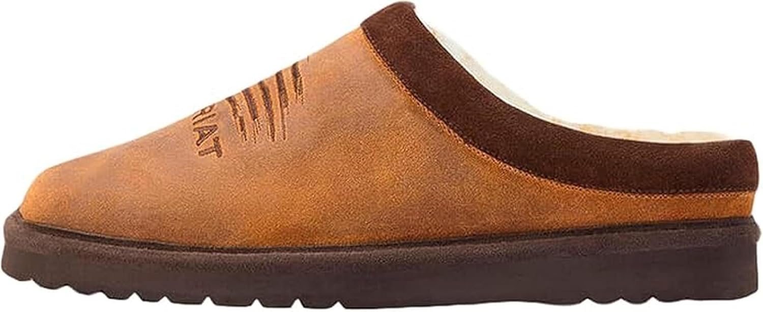 

Мужские домашние тапочки ARIAT, модель Patriot с квадратным носком, кожа с подкладкой из искусственной овчины, коричневый