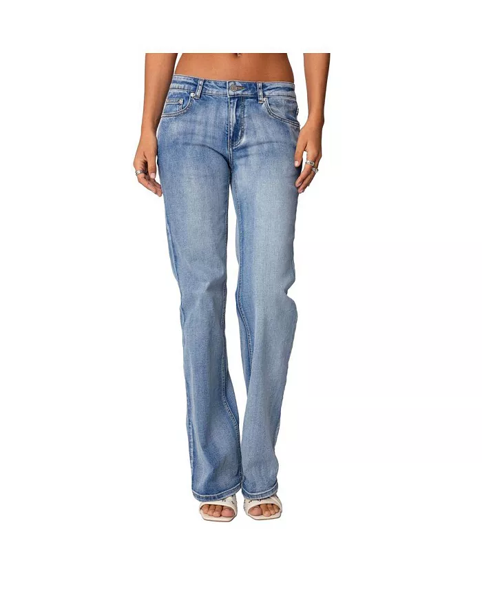 

Женские джинсы Boot Cut с эффектом потертости и низкой посадкой Edikted, синий