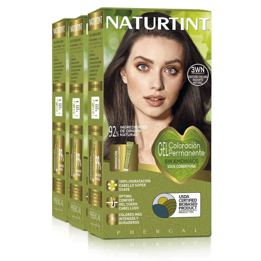 Краска для волос без аммиака Naturtint Biobased 3WN «Натуральный темно-коричневый», 510 мл (3 шт.) Naturtint, 3Wn. Radiant Natural Dark Brown