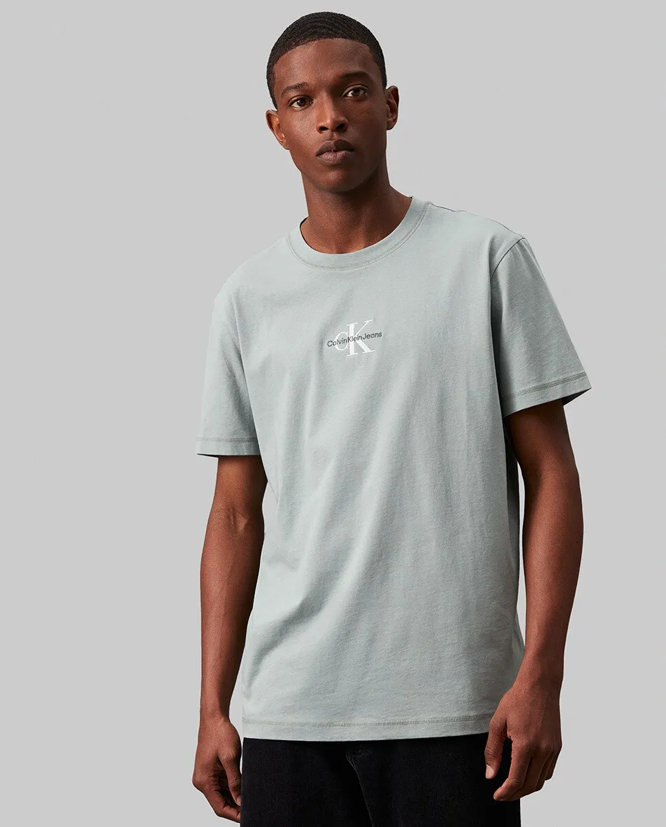 

Мужская футболка с коротким рукавом и вышитой монограммой Calvin Klein Jeans, серый