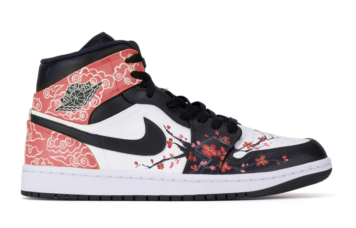 Кроссовки Air Jordan 1 Vintage Basketball Shoes Men Mid-top White/Red/Blue, черный/белый/красный/синий — фото 3