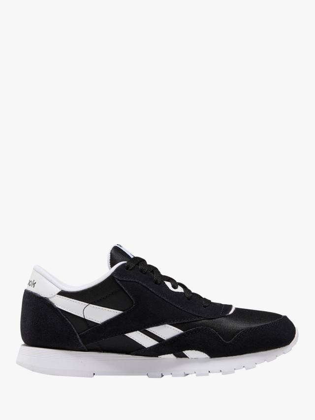Детские классические кожаные шнурованные кроссовки Reebok, Black — фото 4