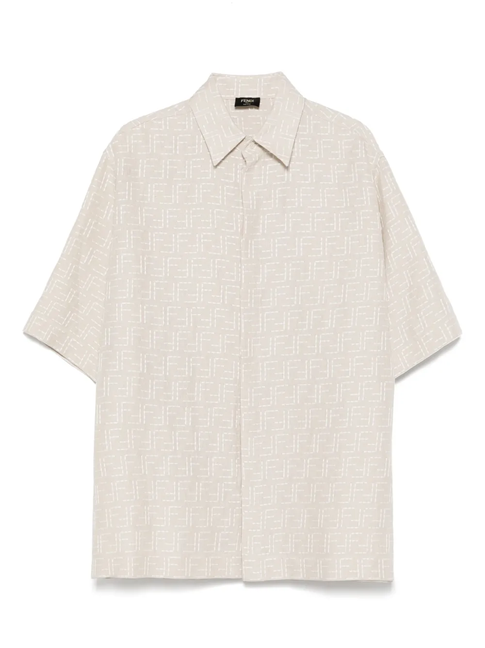 

Жаккардовая рубашка с логотипом ff FENDI, нейтральный