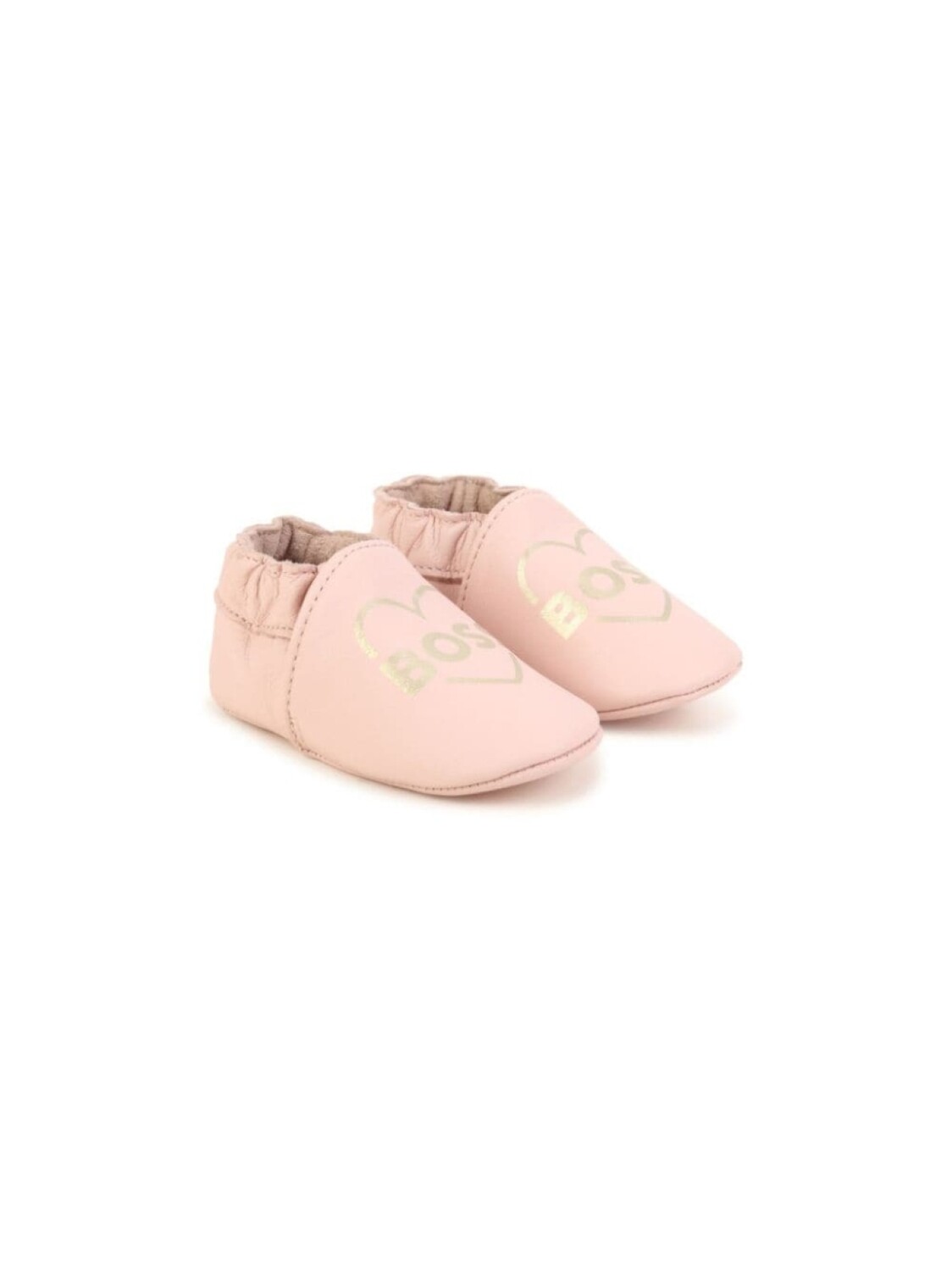 

Тапочки кожаные с принтом в виде сердца от BOSS Kidswear, розовый