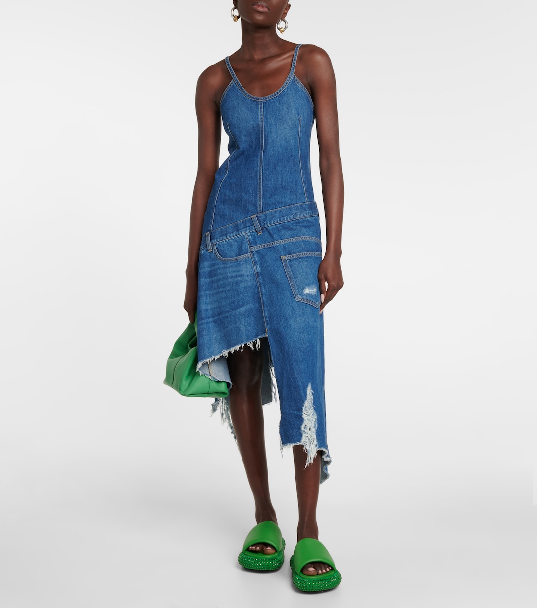 Декорированные кожаные шлепанцы JW Anderson, зеленый — фото 2