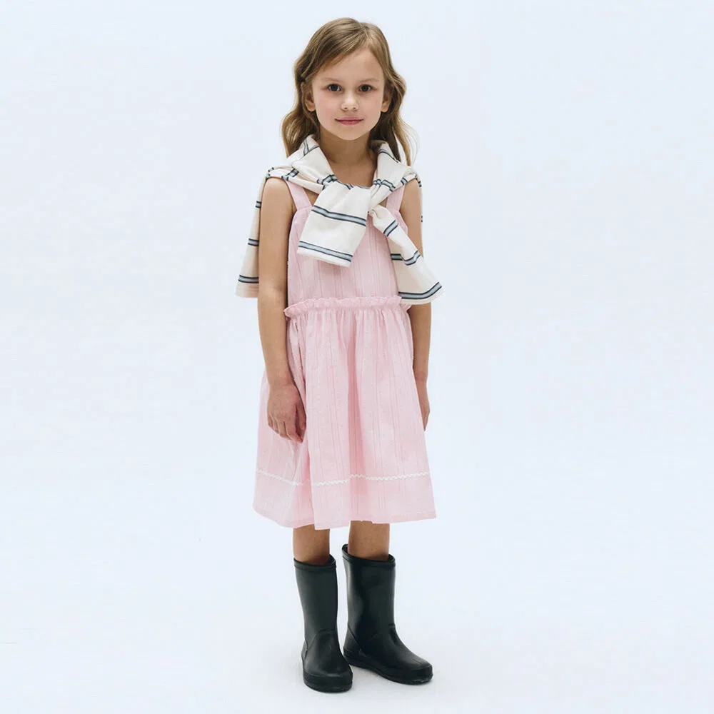 Детское платье без рукавов Kids W Eyelet Embroidery светло-розового цвета от Marithé Kids