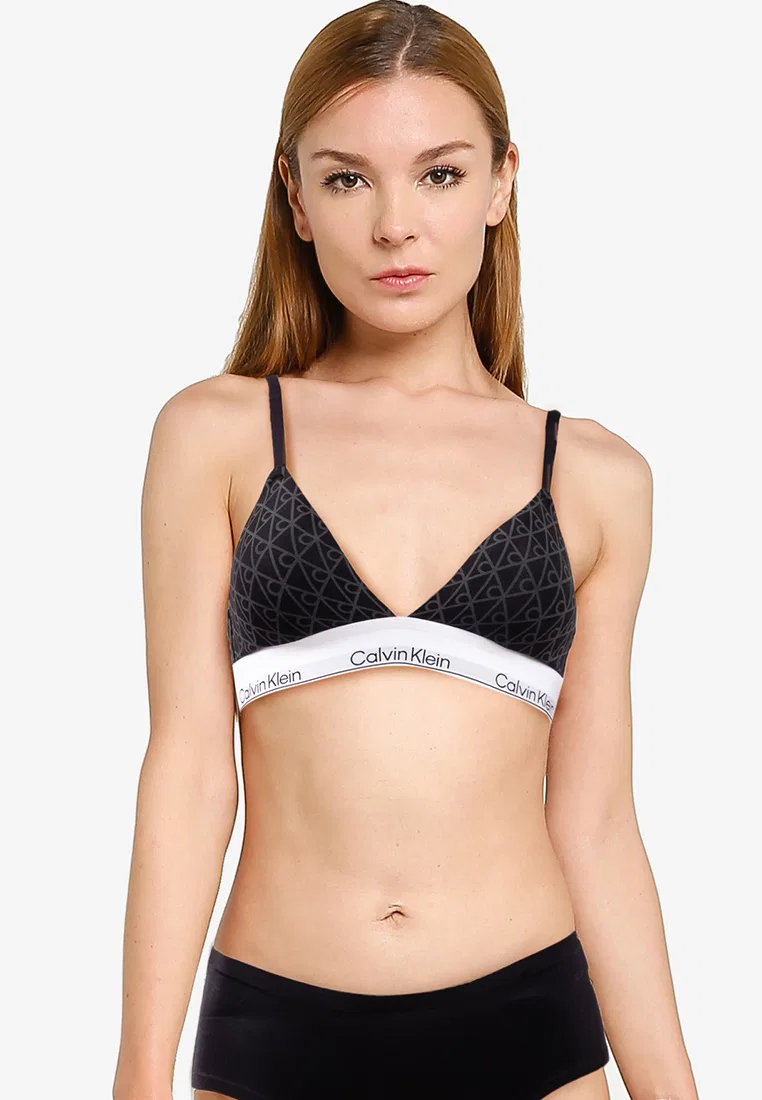 Трусы треугольные, lightly lined, Calvin Klein, черный/серый