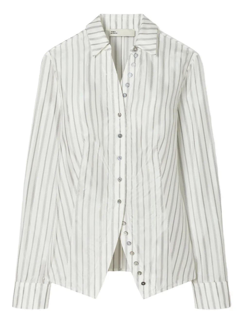 

Полосатый топ на пуговицах Tory Burch, белый