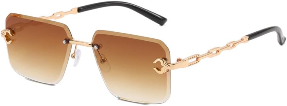 

Женские солнцезащитные очки квадратной формы без оправы, модные солнцезащитные очки с тонировкой без оправы, роскошные очки для мужчин с защитой от УФ-излучения UV400 LVTFCO, Tea