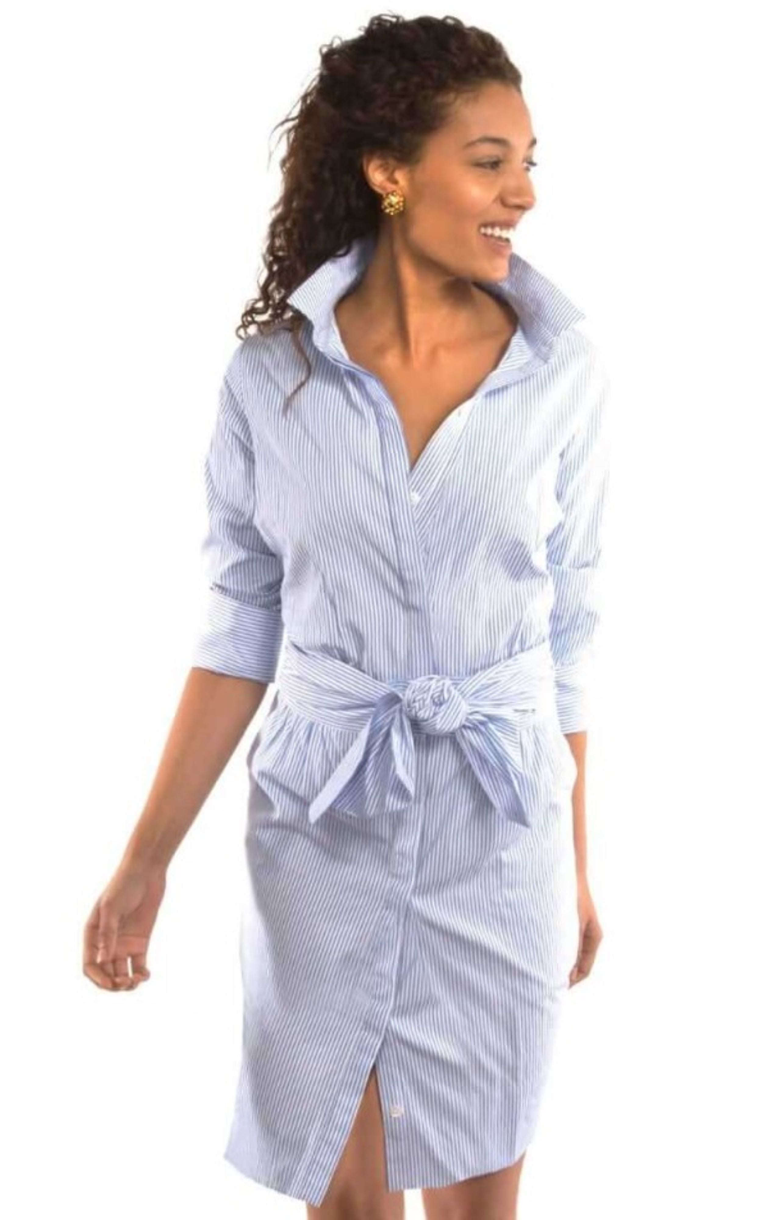 

Gretchen Scott Летящее платье-блузон в тонкую полоску, синий