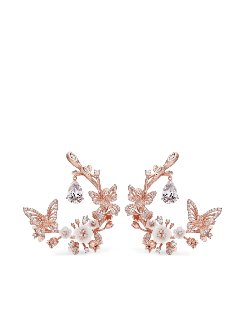 

Золотые серьги Butterfly Garland Anabela Chan, розовый